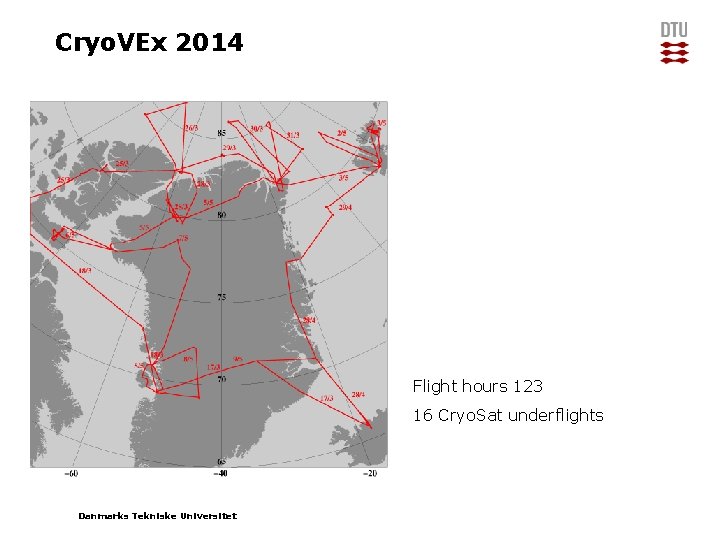 Cryo. VEx 2014 Flight hours 123 16 Cryo. Sat underflights Danmarks Tekniske Universitet 