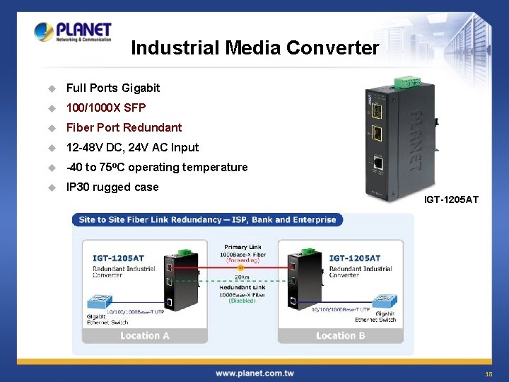 Industrial Media Converter u Full Ports Gigabit u 100/1000 X SFP u Fiber Port