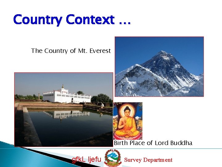 Country Context … The Country of Mt. Everest Birth Place of Lord Buddha gfk.