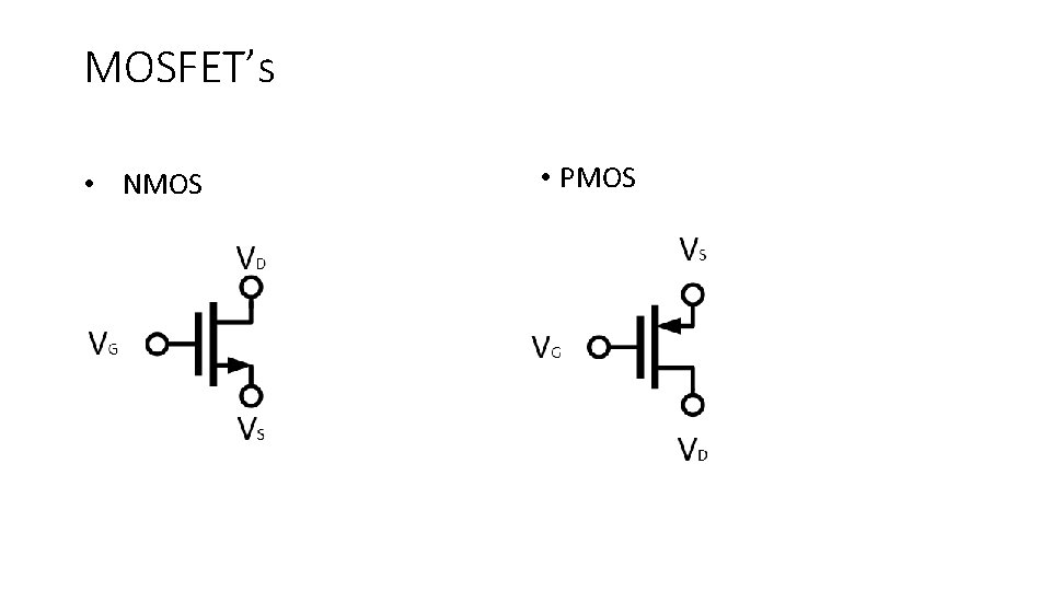 MOSFET’s • NMOS • PMOS 