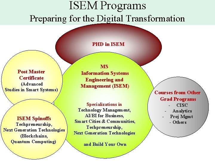 ISEM Programs Preparing for the Digital Transformation PHD in ISEM Post Master Certificate (Advanced