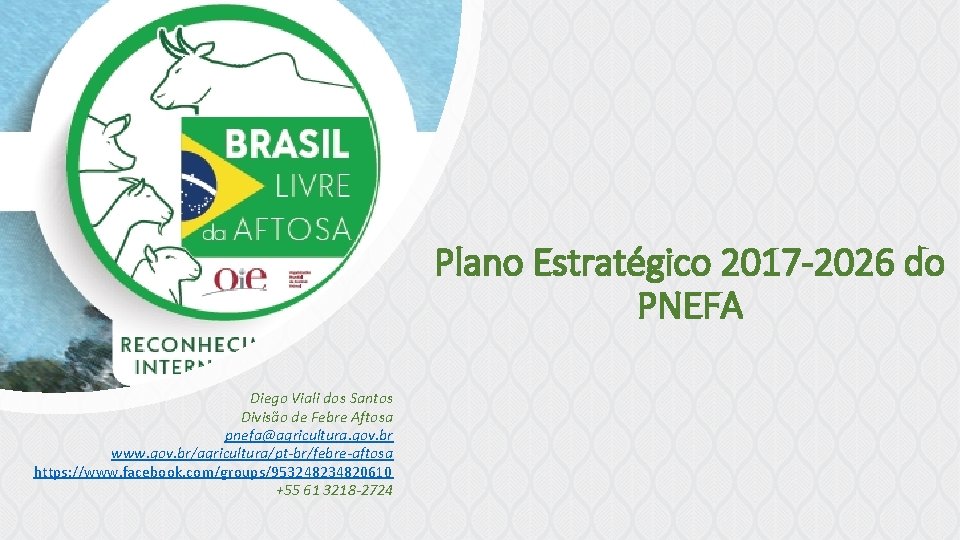 Plano Estratégico 2017 -2026 do PNEFA Diego Viali dos Santos Divisão de Febre Aftosa