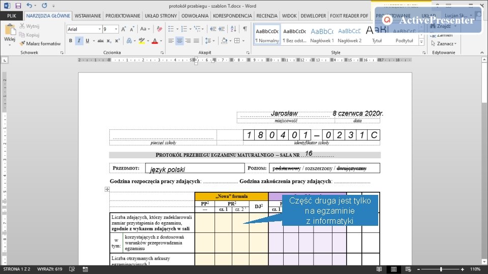 Część druga jest tylko na egzaminie z informatyki 