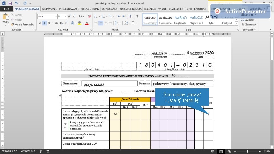 Sumujemy „nową” i „starą” formułę 