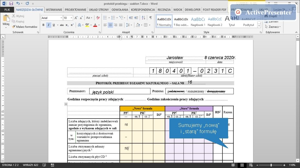 Sumujemy „nową” i „starą” formułę 