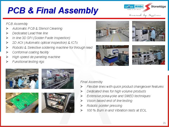 PCB & Final Assembly PCB Assembly Ø Automatic PCB & Stencil Cleaning Ø Dedicated
