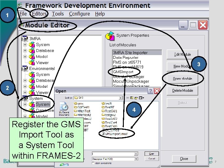 1 3 2 4 Register the GMS Import Tool as a System Tool within