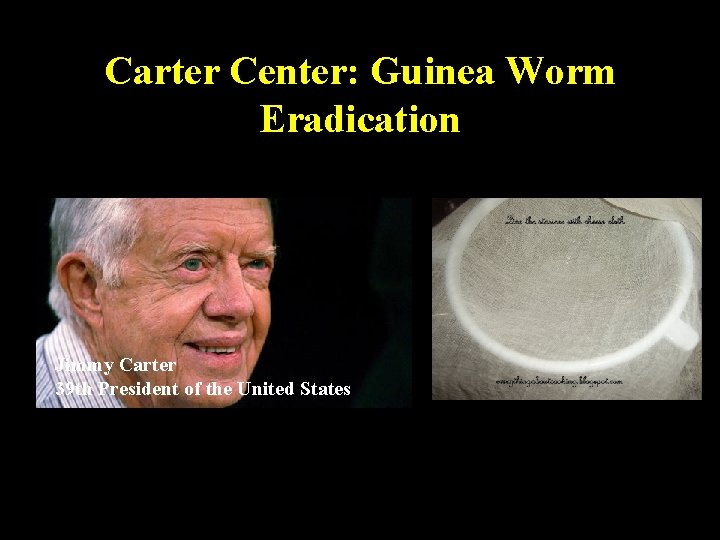 Carter Center: Guinea Worm Eradication Jimmy Carter 39 th President of the United States Carter Center: Guinea Worm Eradication Jimmy Carter 39 th President of the United States