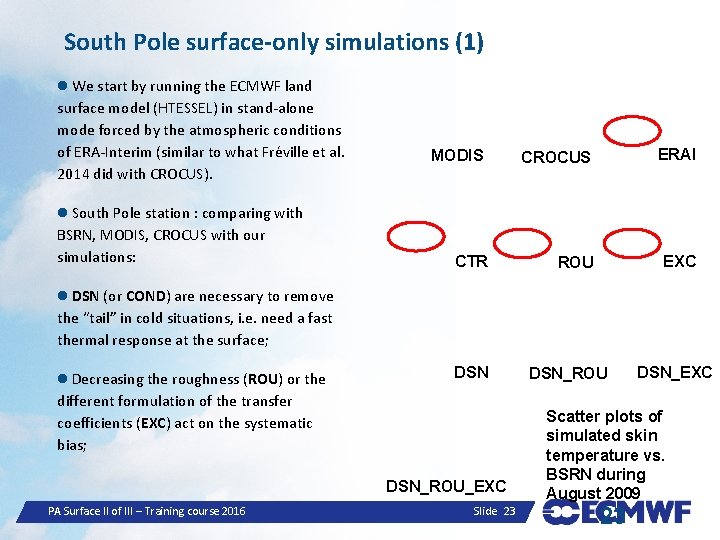 South Pole surface-only simulations (1) We start by running the ECMWF land surface model