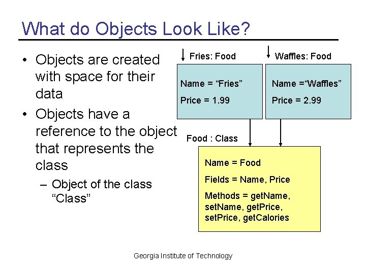 What do Objects Look Like? Fries: Food • Objects are created with space for