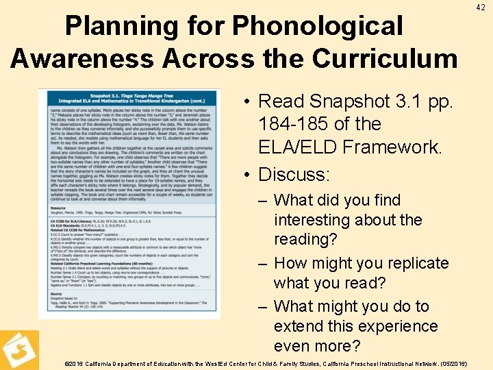 Planning for Phonological Awareness Across the Curriculum • Read Snapshot 3. 1 pp. 184