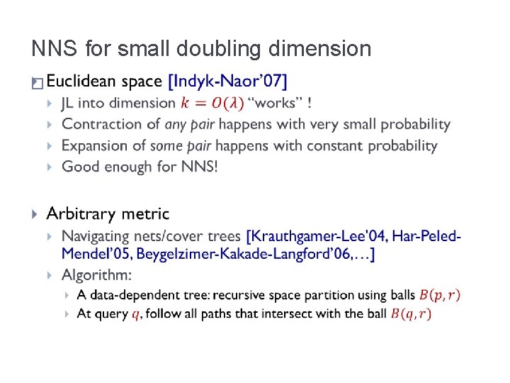 NNS for small doubling dimension � 