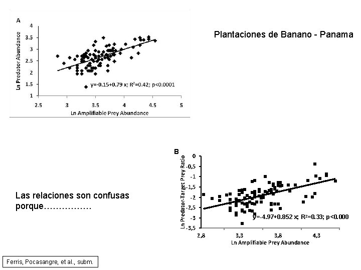 Plantaciones de Banano - Panama Las relaciones son confusas porque……………. Ln Predator-Target Prey Ratio