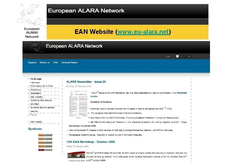 EAN Website (www. eu-alara. net) 