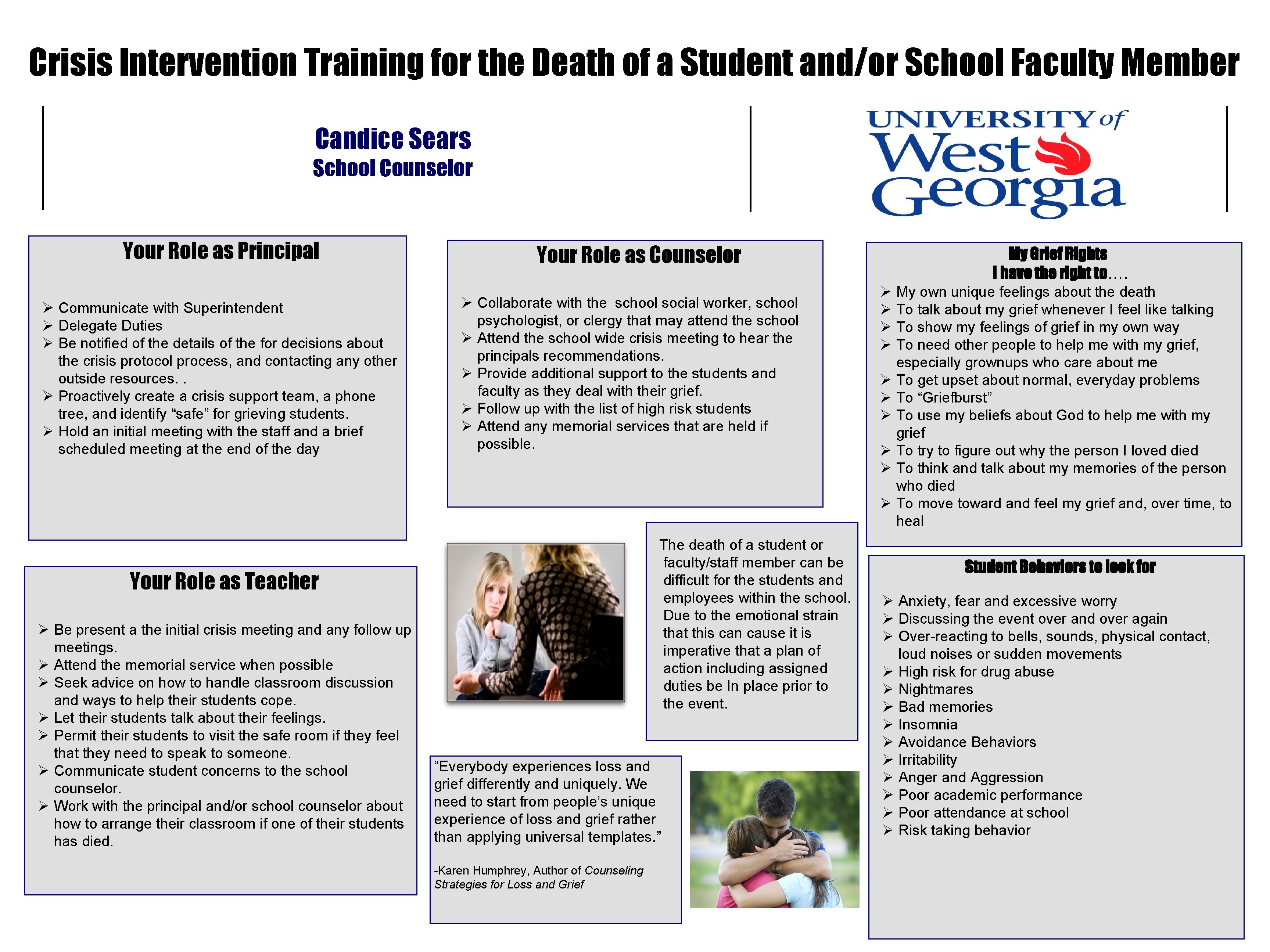 Crisis Intervention Training for the Death of a Student and/or School Faculty Member Candice Crisis Intervention Training for the Death of a Student and/or School Faculty Member Candice