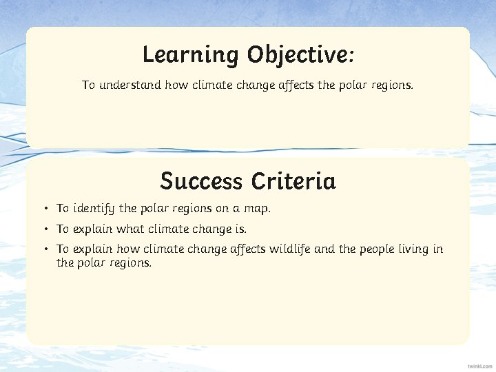 Learning Aim Objective To understand how climate change