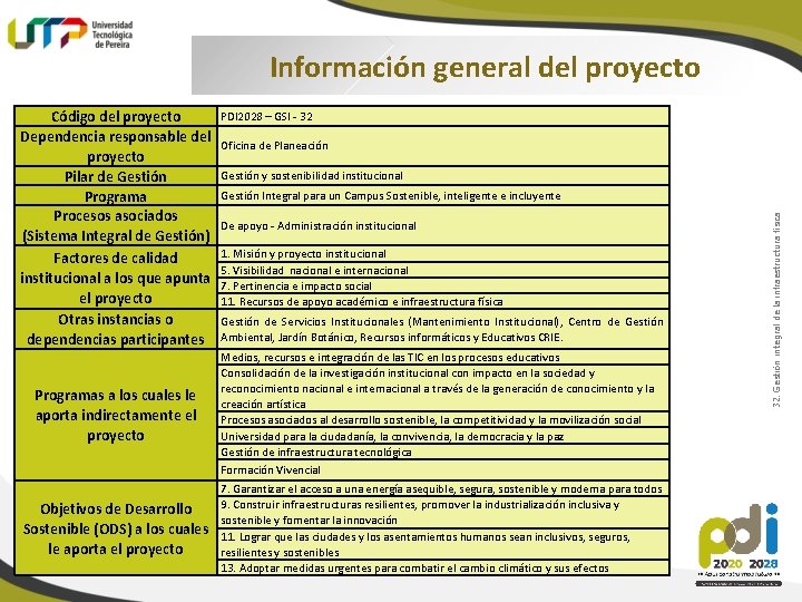 Información general del proyecto Programas a los cuales le aporta indirectamente el proyecto PDI