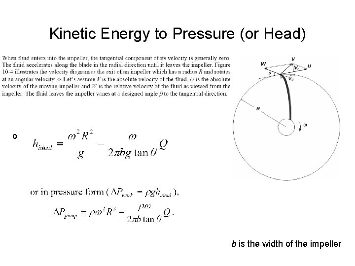 Kinetic Energy to Pressure (or Head) or b is the width of the impeller