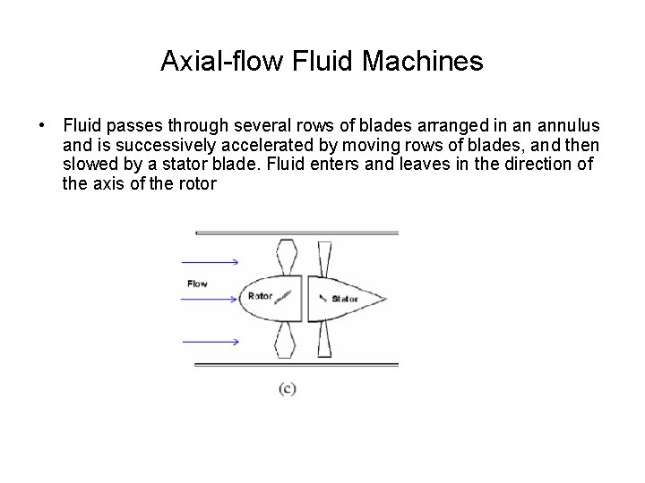 Axial-flow Fluid Machines • Fluid passes through several rows of blades arranged in an