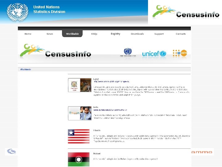 United Nations Statistics Division www. censusinfo. net National Census. Info Training, INEGI, Aguascalientes, Mexico,