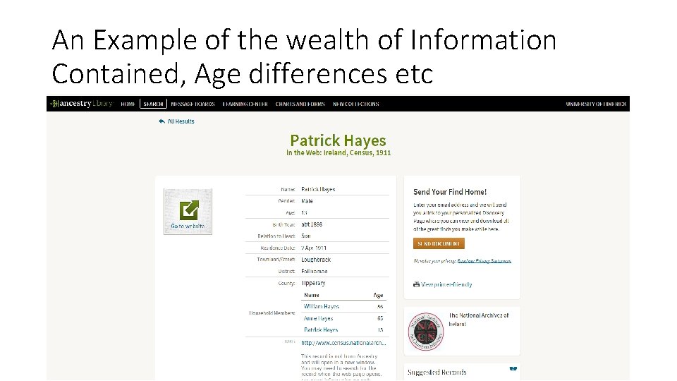 An Example of the wealth of Information Contained, Age differences etc 