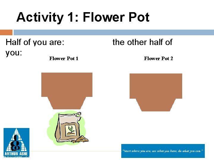 Activity 1: Flower Pot Half of you are: you: Flower Pot 1 the other