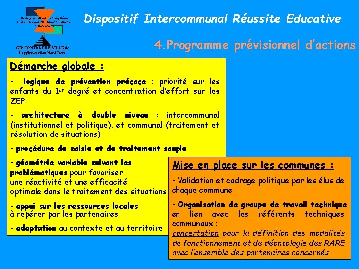 Bourgoin Jallieu, La Verpillière, L’Isle d’Abeau, St Quentin Fallavier, Villefontaine Dispositif Intercommunal Réussite Educative