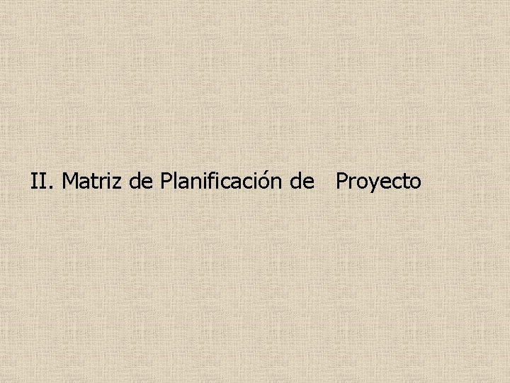 II. Matriz de Planificación de Proyecto 
