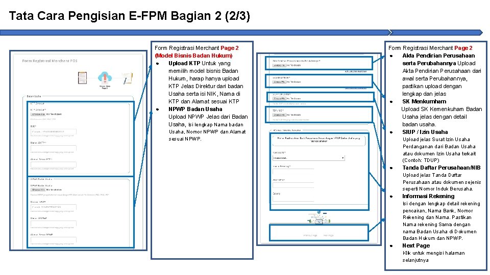 Tata Cara Pengisian E-FPM Bagian 2 (2/3) Form Registrasi Merchant Page 2 (Model Bisnis