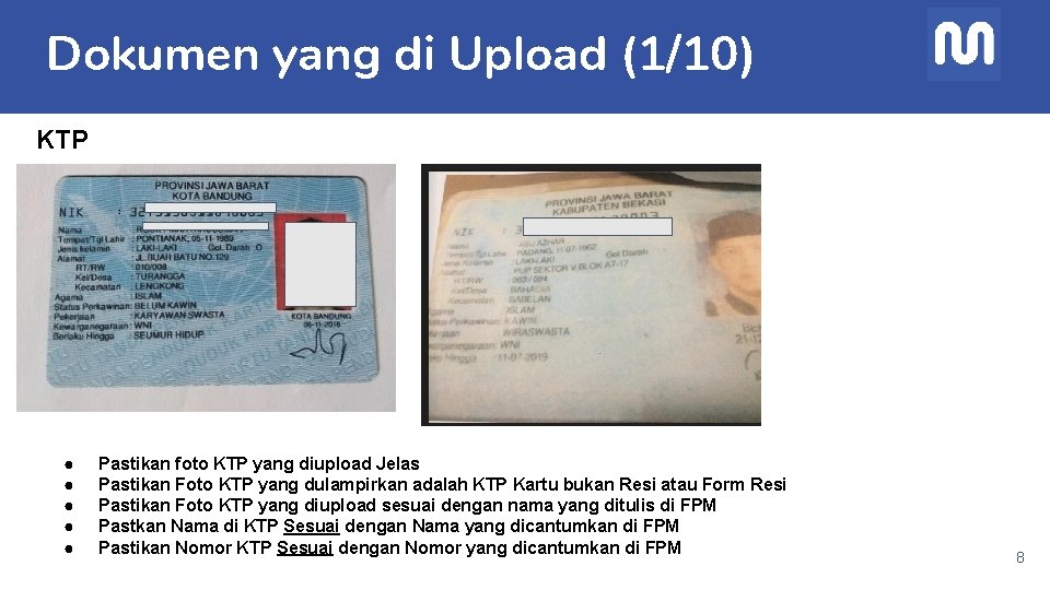 Dokumen yang di Upload (1/10) KTP ● ● ● Pastikan foto KTP yang diupload