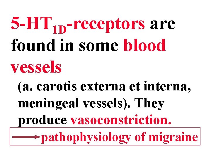 5 -HT 1 D-receptors are found in some blood vessels (a. carotis externa et