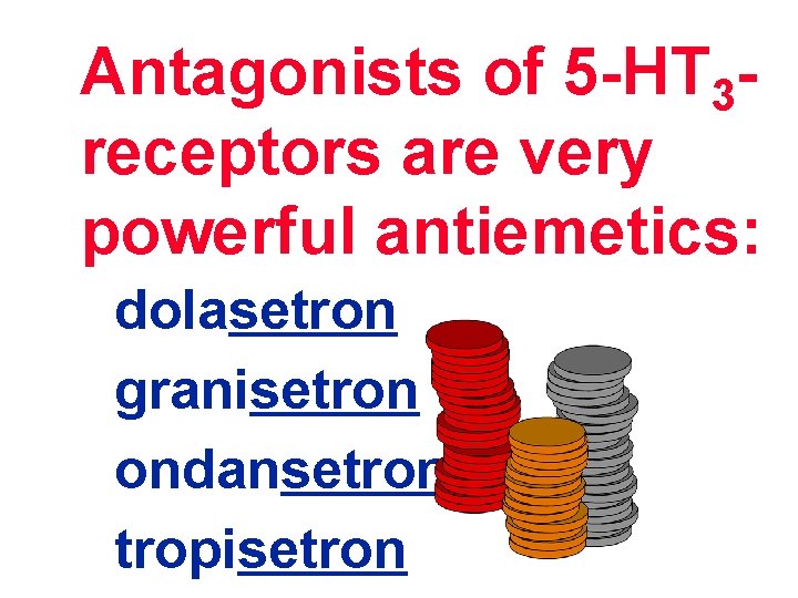 Antagonists of 5 -HT 3 receptors are very powerful antiemetics: dolasetron granisetron ondansetron tropisetron