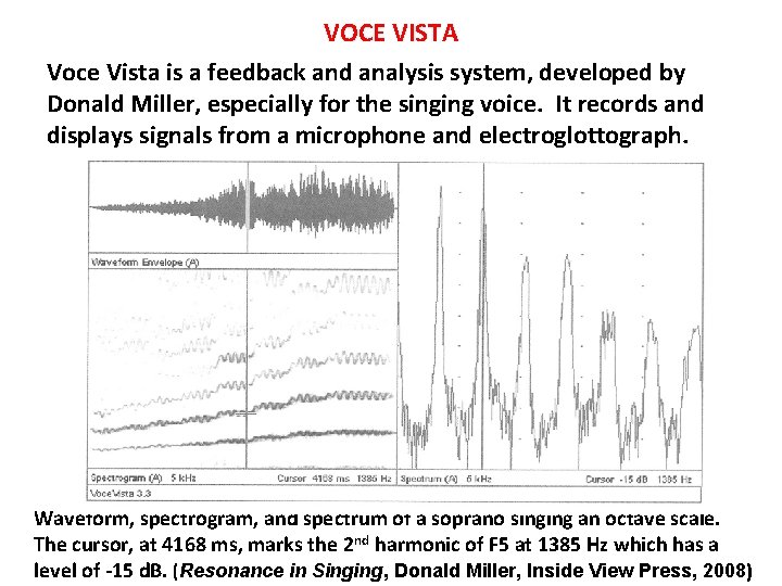VOCE VISTA Voce Vista is a feedback and analysis system, developed by Donald Miller,