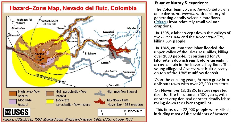 Eruptive history & experience The Colombian volcano Nevado del Ruiz is an active stratovolcano