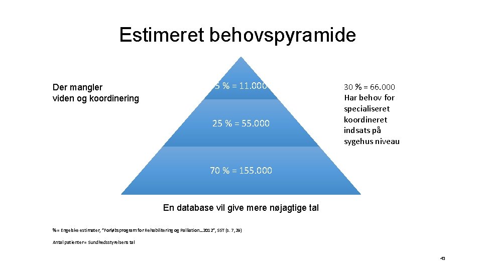 Estimeret behovspyramide Der mangler viden og koordinering 5 % = 11. 000 25 %