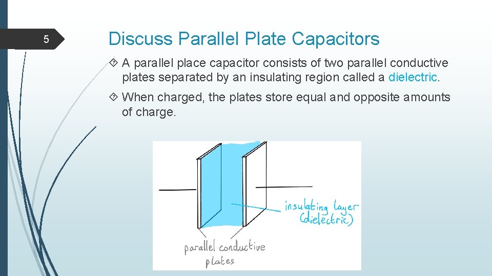 5 Discuss Parallel Plate Capacitors A parallel place capacitor consists of two parallel conductive