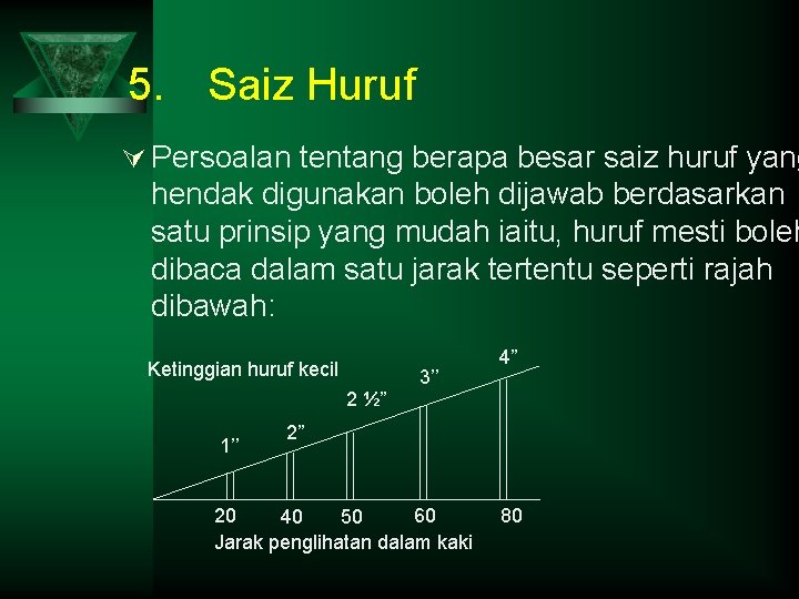 5. Saiz Huruf Ú Persoalan tentang berapa besar saiz huruf yang hendak digunakan boleh