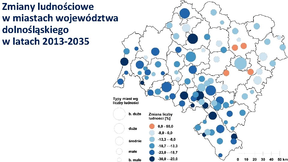 Zmiany ludnościowe w miastach województwa dolnośląskiego w latach 2013 -2035 