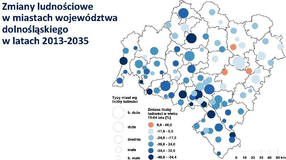 Zmiany ludnościowe w miastach województwa dolnośląskiego w latach 2013 -2035 
