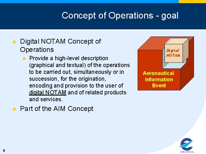 Concept of Operations - goal l Digital NOTAM Concept of Operations l l 6