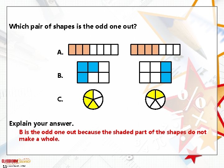 Which pair of shapes is the odd one out? A. B. C. Explain your