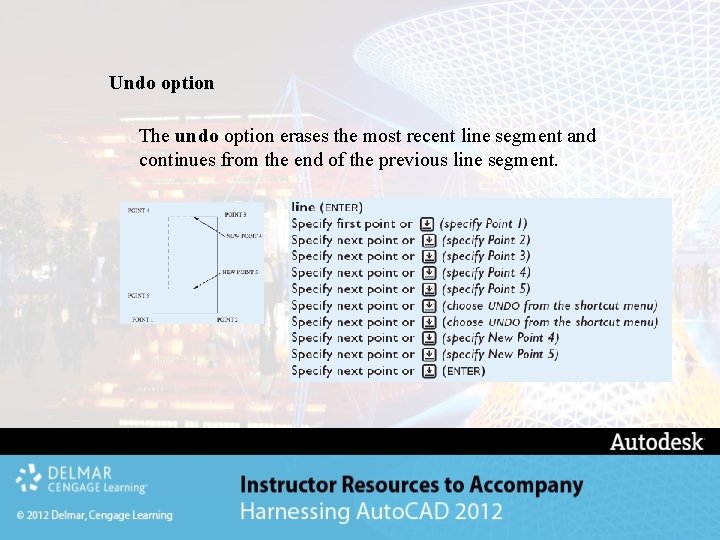 Undo option The undo option erases the most recent line segment and continues from Undo option The undo option erases the most recent line segment and continues from