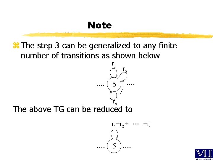 Note z The step 3 can be generalized to any finite number of transitions