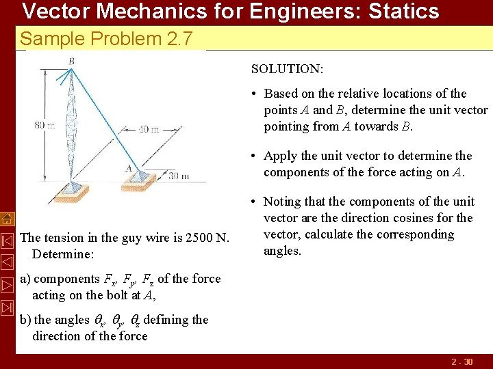 Vector Mechanics for Engineers: Statics Sample Problem 2. 7 SOLUTION: • Based on the