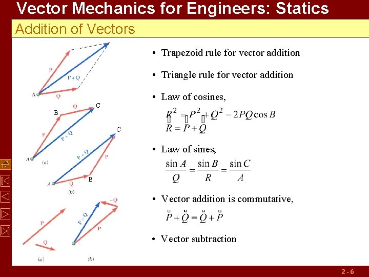Vector Mechanics for Engineers: Statics Addition of Vectors • Trapezoid rule for vector addition