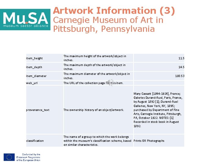 Artwork Information (3) Carnegie Museum of Art in Pittsburgh, Pennsylvania item_height item_depth item_diameter web_url