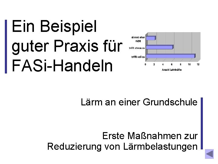 Ein Beispiel guter Praxis für FASi-Handeln Lärm an einer Grundschule Erste Maßnahmen zur Reduzierung