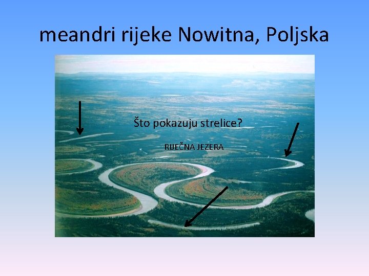 meandri rijeke Nowitna, Poljska Što pokazuju strelice? RIJEČNA JEZERA 