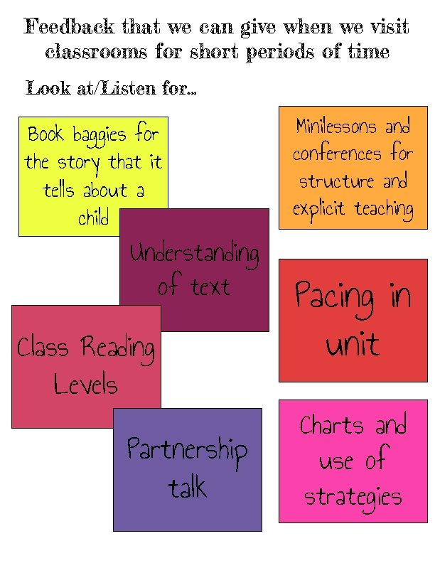 Feedback that we can give when we visit classrooms for short periods of time