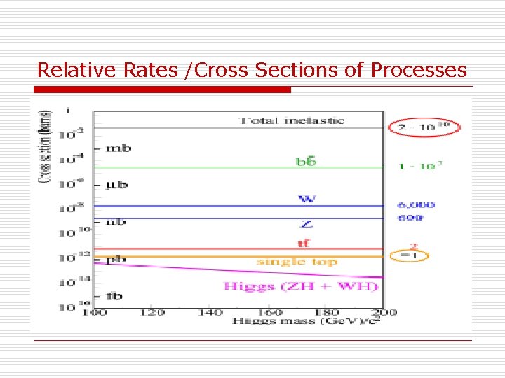Relative Rates /Cross Sections of Processes 